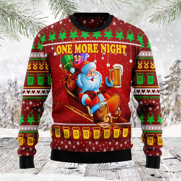 One More Night Santa Beer Ugly Christmas Sweater | Adult | US1783