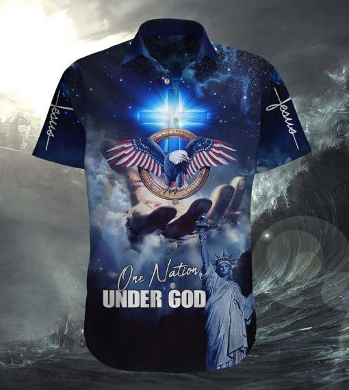 One Nation Under God Eagle Hawaiian Shirt | For Men & Women | HW1314-BehighStyle