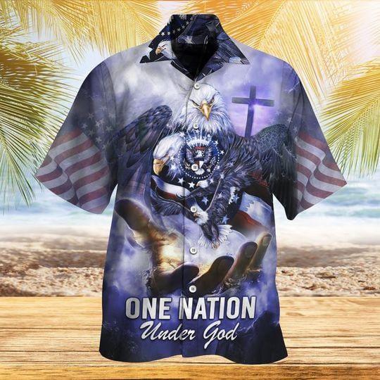 One Nation Under God Patriot Eagle Hawaiian Shirt | For Men & Women | HW1680-BehighStyle