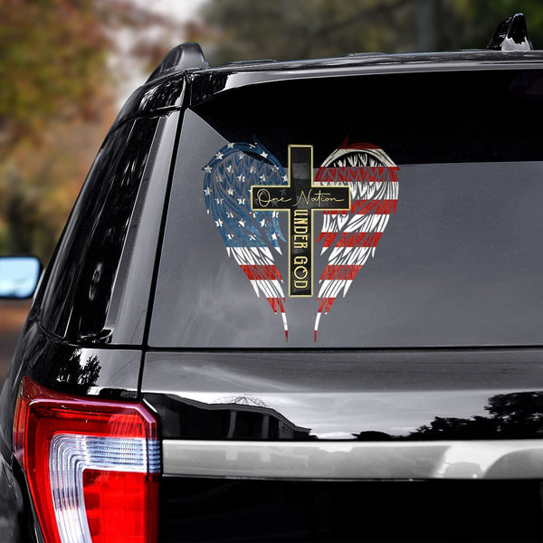 One Nation Under God Wings Car Decal Sticker | Waterproof | PVC Vinyl | CS1192-BehighStyle