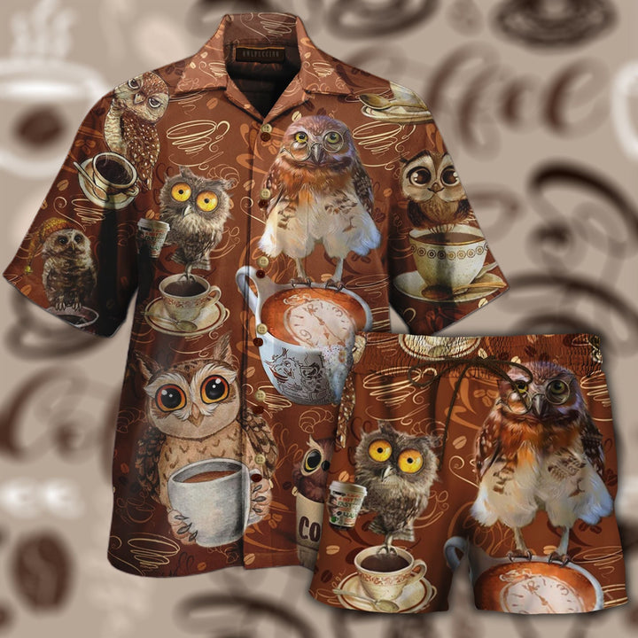 Owl Coffee Hawaiian Shirt Set | For Men & Women | HS139-BehighStyle