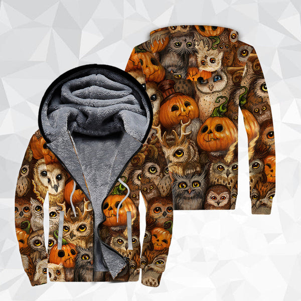 Owl Halloween Fleece Zip Hoodie All Over Print | FZ444