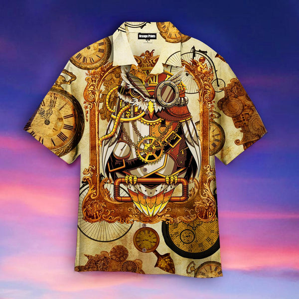 Owl Steampunk Clock Hawaiian Shirt | For Men & Women | HW2298-BehighStyle