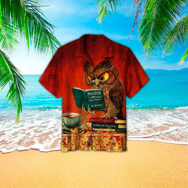 Owls Reading Book Red Aloha Hawaiian Shirt | For Men & Women | HW1207-BehighStyle