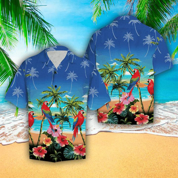 Palm Tree Parrot Hawaiian Shirt | For Men & Women | HW1254-BehighStyle