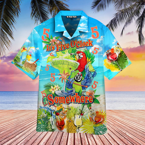 Parrot It's 5 O'clock Somewhere Hawaiian Shirt With Pocket| SP1022