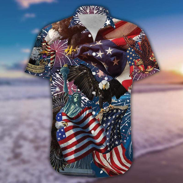 Patriot 4Th Of July American Flag Eagle Independence Day Hawaiian Shirt | For Men & Women | HW1295-BehighStyle