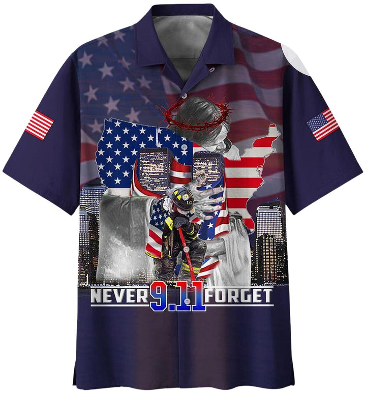 Patriot Day 9.11 Never Forget Firefighter Hawaiian Shirt | For Men & Women | HW1644-BehighStyle