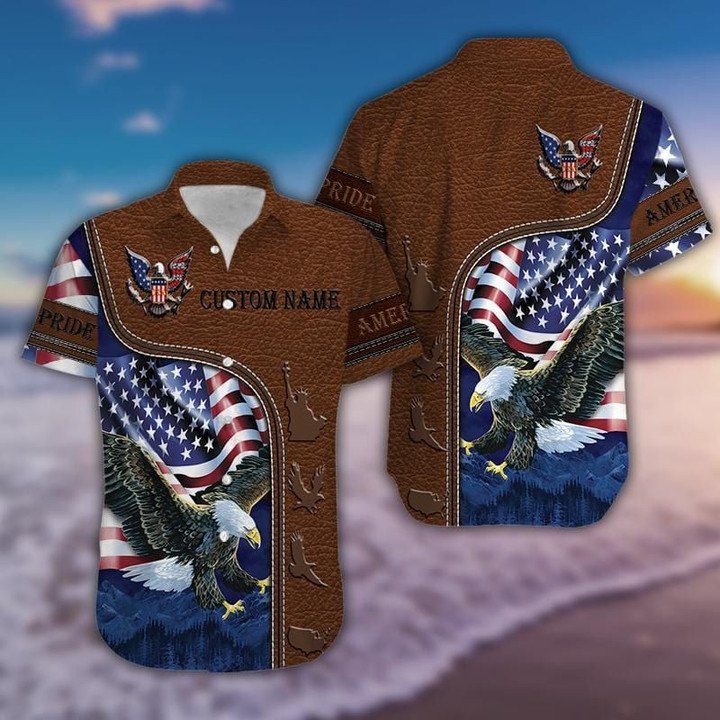 Patriot Eagle Leather Pattern Hawaiian Shirt | For Men & Women | HW1725-BehighStyle