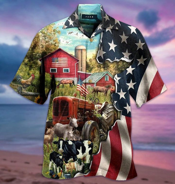 Patriot Farmer American Flag Hawaiian Shirt | For Men & Women | HW1738-BehighStyle