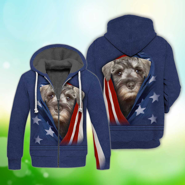 Patriot Schnauzer Dog Fleece Zip Hoodie All Over Print | For Men & Women | FZ150-BehighStyle