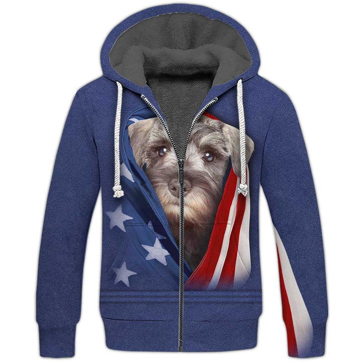 Patriot Schnauzer Dog Fleece Zip Hoodie All Over Print | For Men & Women | FZ150-BehighStyle