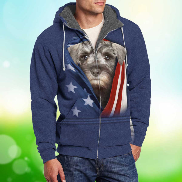 Patriot Schnauzer Dog Fleece Zip Hoodie All Over Print | For Men & Women | FZ150-BehighStyle