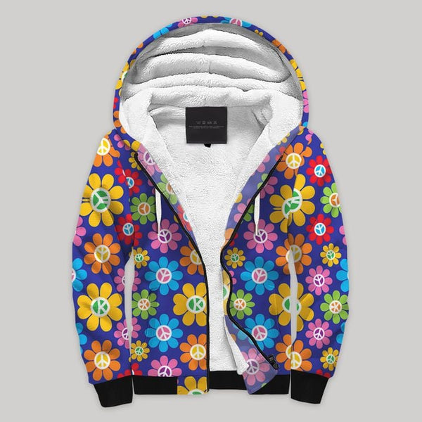 Peace Color Flowers Fleece Zip Hoodie All Over Print | FZ1070