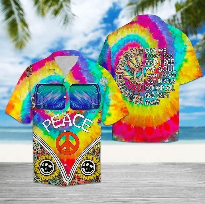 Peace Tie Dye Give Me A Beat Boys And Free My Soul Hawaiian Shirt | For Men & Women | HW1493-BehighStyle