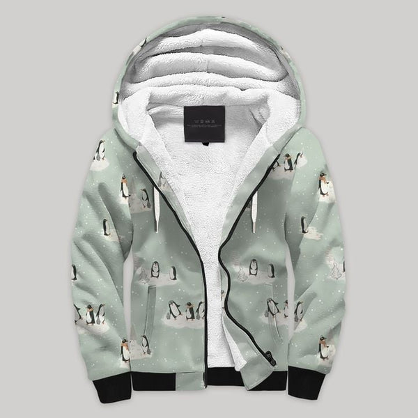 Penguin Family Blanket  Fleece Zip Hoodie All Over Print | FZ917