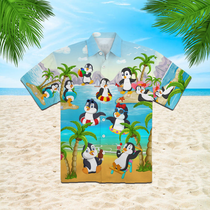 Penguin On The Beach Funny Hawaiian Shirt | For Men & Women | HW887-BehighStyle