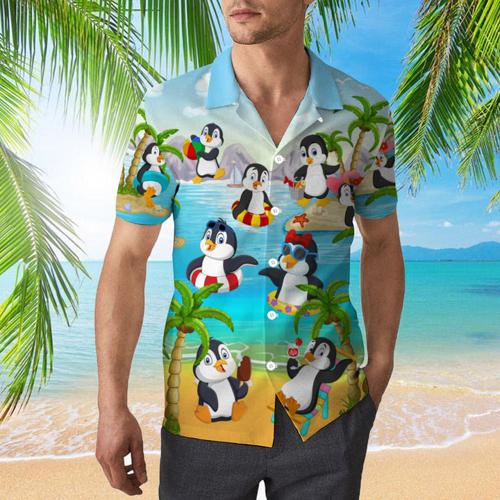 Penguin On The Beach Funny Hawaiian Shirt | For Men & Women | HW887-BehighStyle