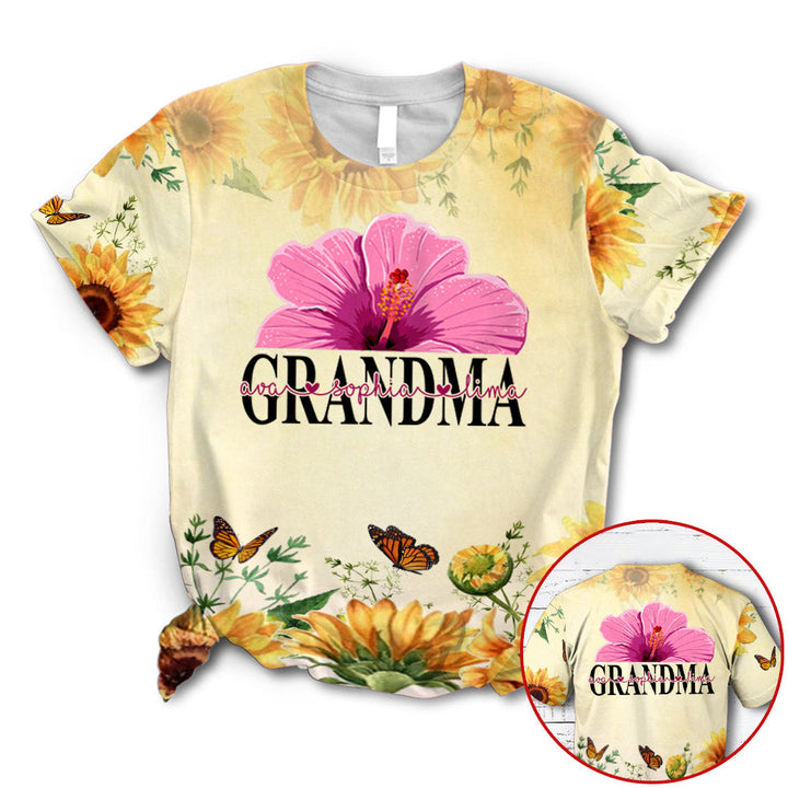 Personalized Grandma Hibicus Sunflower 3D All Over Print | For Men & Women | Adult | CN114-BehighStyle