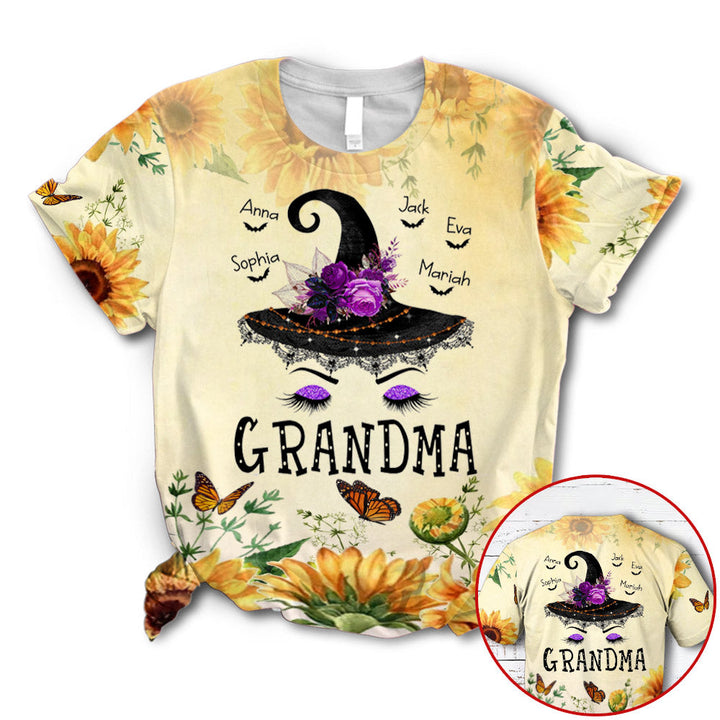 Personalized Grandma Witch And Bats Sunflower 3D All Over Print | For Men & Women | Adult | CN115-BehighStyle