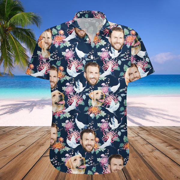 Pet Face Crane Custom Photo Hawaiian Shirt | P348