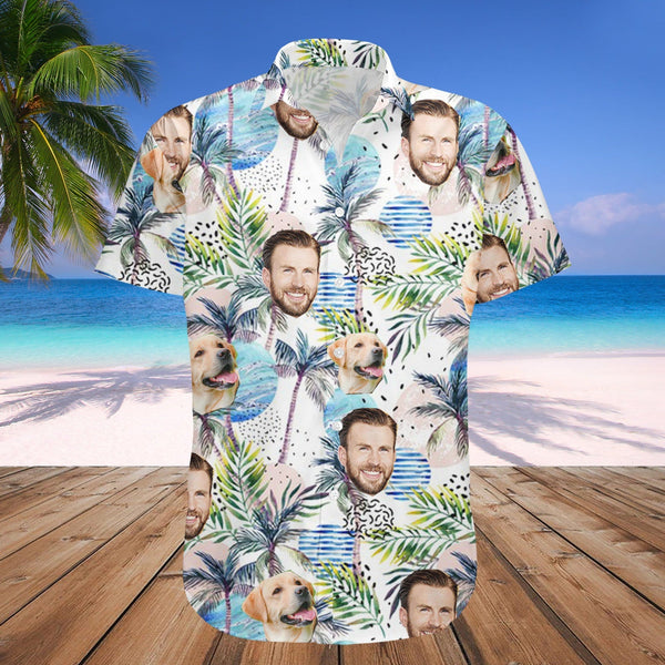 Pet Face and Men Custom Photo Hawaiian Shirt | P352