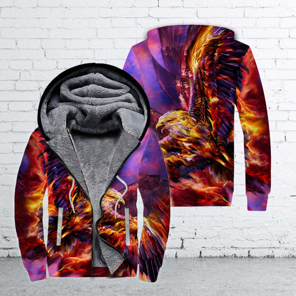 Phoenix Fire Fleece Zip Hoodie All Over Print | FZ336