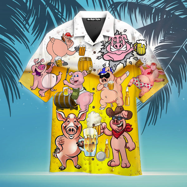 Pig America Drinking Beer Aloha Hawaiian Shirt | For Men & Women | HW798-BehighStyle