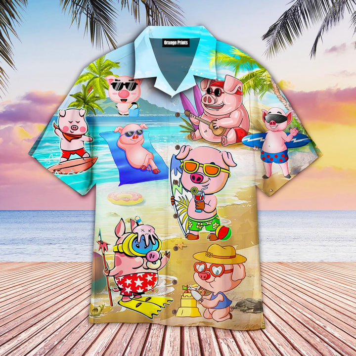 Pig Enjoy The Summetime On Beach Hawaiian Shirt | For Men & Women | HW2383-BehighStyle