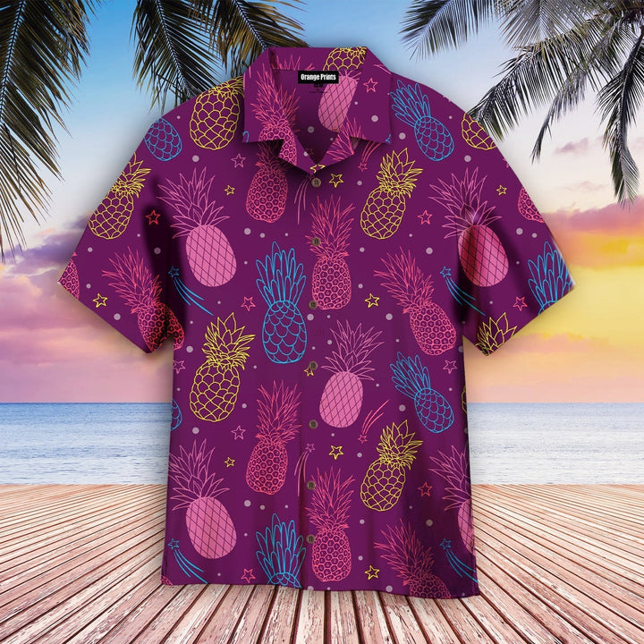 Pineapple Party Purple Summer Tropical Aloha Hawaiian Shirt | For Men & Women | HW755-BehighStyle