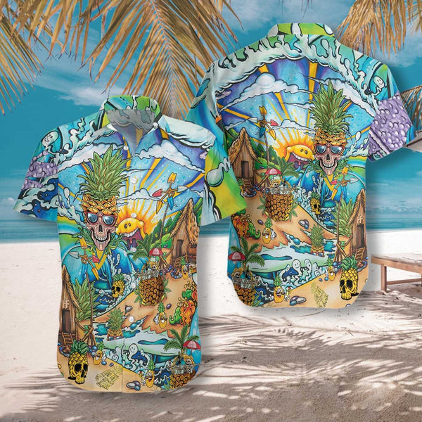 Pineapple Skull Beach Aloha Hawaiian Shirt | For Men & Women | HW759-BehighStyle