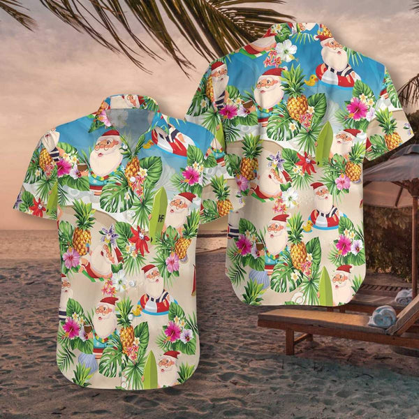 Pineapple Summer Santa Claus Aloha Hawaiian Shirt | For Men & Women | HW760-BehighStyle