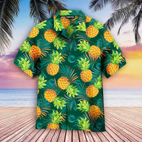 Pineapples With Palm Leaves Tropical Aloha Hawaiian Shirt | For Men & Women | HW756-BehighStyle