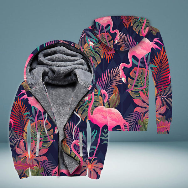Pink Flamingo Beautiful Fleece Zip Hoodie All Over Print | FZ423