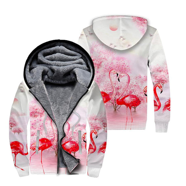 Pink Flamingo Fleece Zip Hoodie All Over Print | FZ361