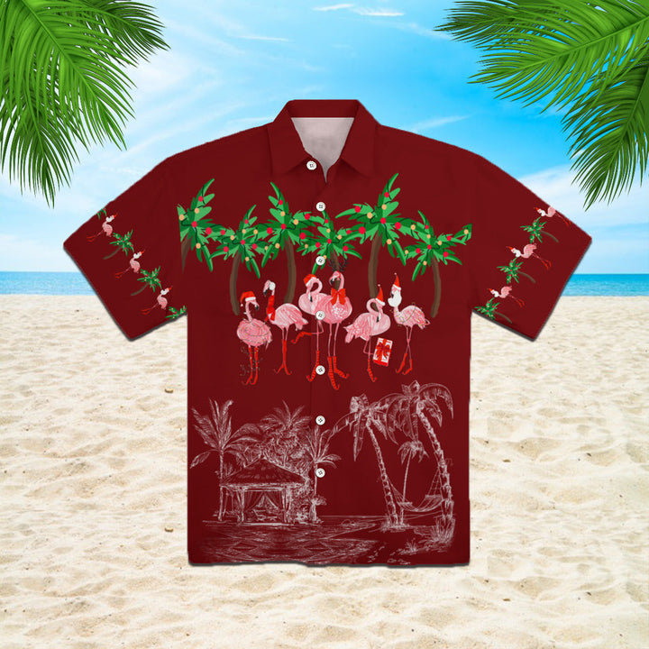 Pink Flamingo Happy Christmas In July Hawaiian Shirt | For Men & Women | HW680-BehighStyle