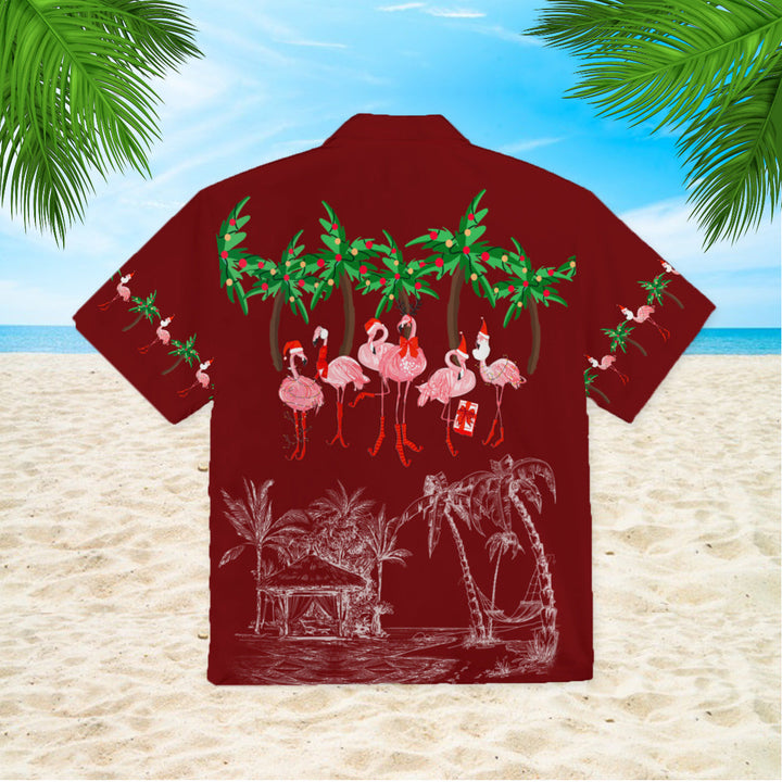 Pink Flamingo Happy Christmas In July Hawaiian Shirt | For Men & Women | HW680-BehighStyle