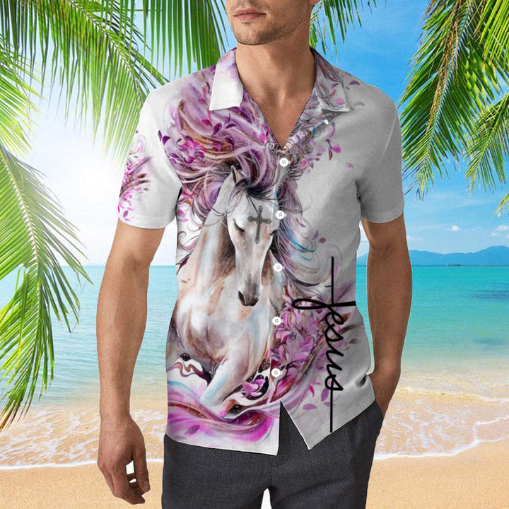 Pink Horse Jesus Hawaiian Shirt | For Men & Women | HW2192-BehighStyle