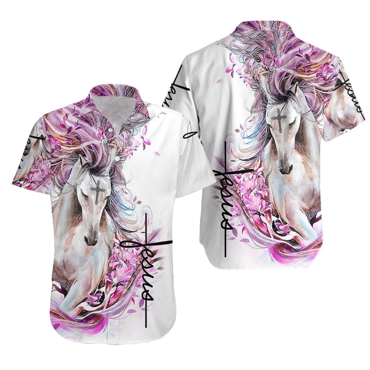 Pink Horse Jesus Hawaiian Shirt | For Men & Women | HW2192-BehighStyle