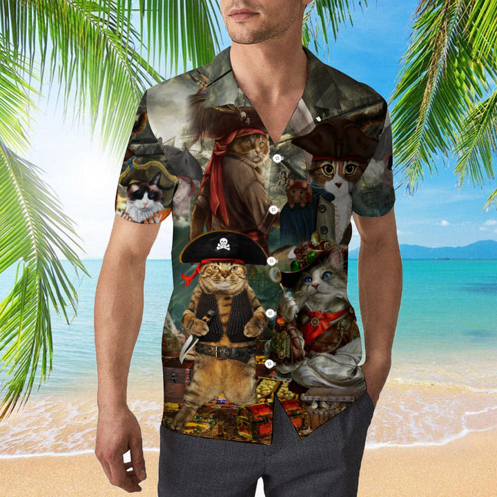 Pirate Captain Cat Hawaiian Shirt | For Men & Women | HW2014-BehighStyle