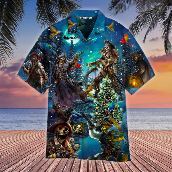 Pirate Skull Christmas Hawaiian Shirt With Pocket| SP1076