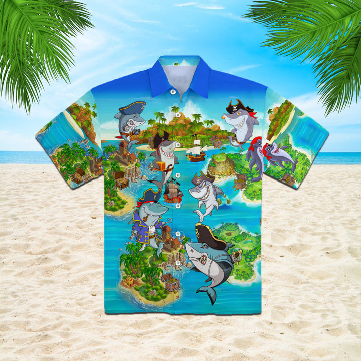 Pirates Shark In Summer Hawaiian Shirt | For Men & Women | HW357-BehighStyle