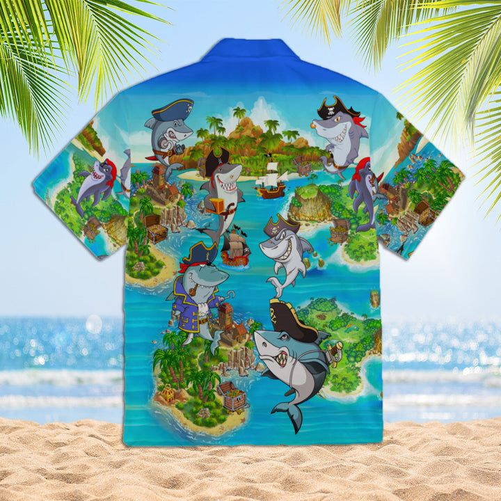 Pirates Shark In Summer Hawaiian Shirt | For Men & Women | HW357-BehighStyle