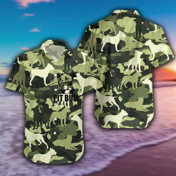 Pit bull Camo Dog Army Veteran Unisex Hawaiian Shirt | For Men & Women | HW278-BehighStyle