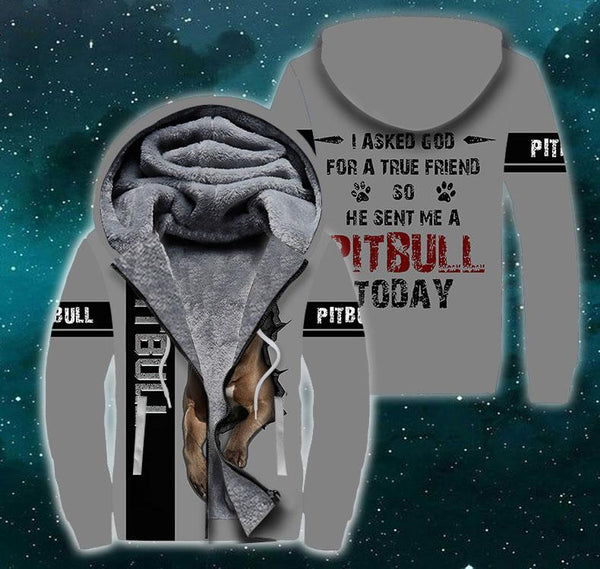 Pitbull Dog Fleece Zip Hoodie All Over Print | FZ414