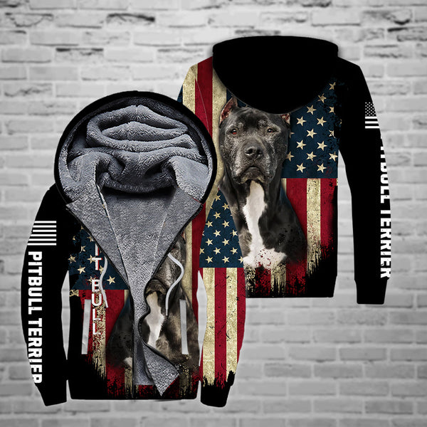 Pitbull Terrier Dog Fleece Zip Hoodie All Over Print | FZ279