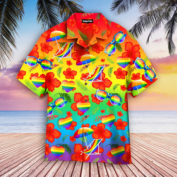 Pride Month Hibicus With LGBT Flag Hawaiian Shirt | For Men & Women | WT2085-BehighStyle