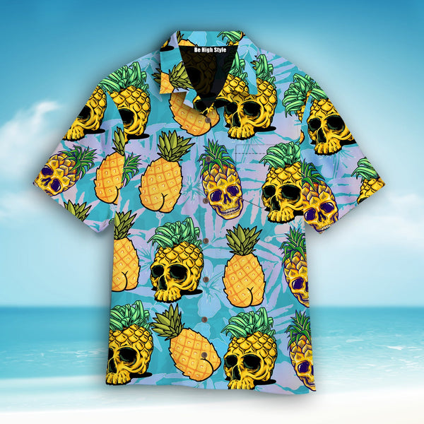 Products Tropical Pineapple Skull Hawaiian Shirt With Pocket| SP1062