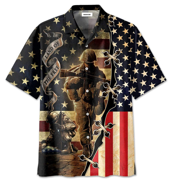 Proud American Veteran US Flag Land Of The Free Hawaiian Shirt | For Men & Women | HW2343-BehighStyle