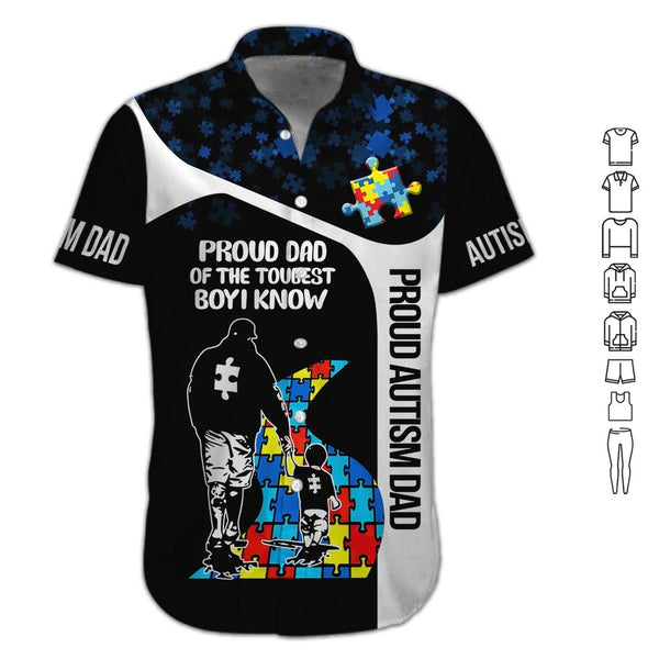 Proud Dad Of The Toughest Boy I Know Autism Awareness Son Hawaiian Shirt | For Men & Women | HW2475-BehighStyle